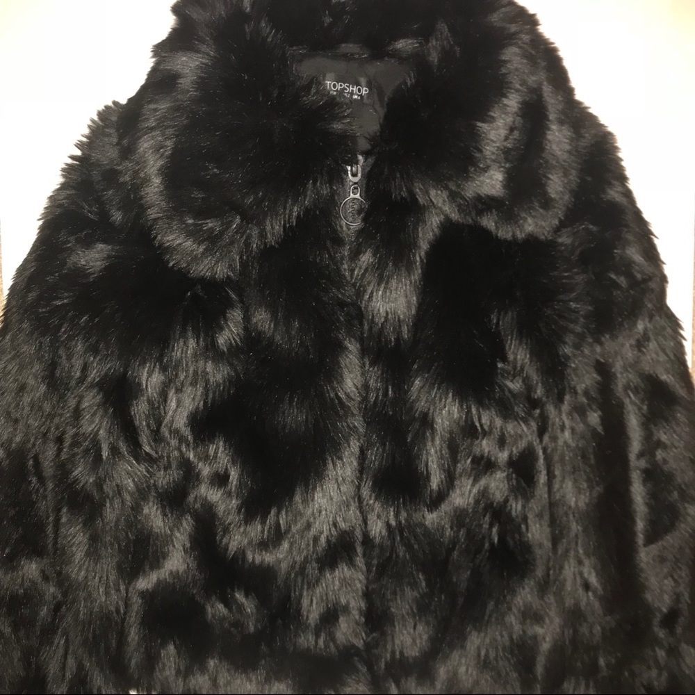 Topshop fur jacket with collar